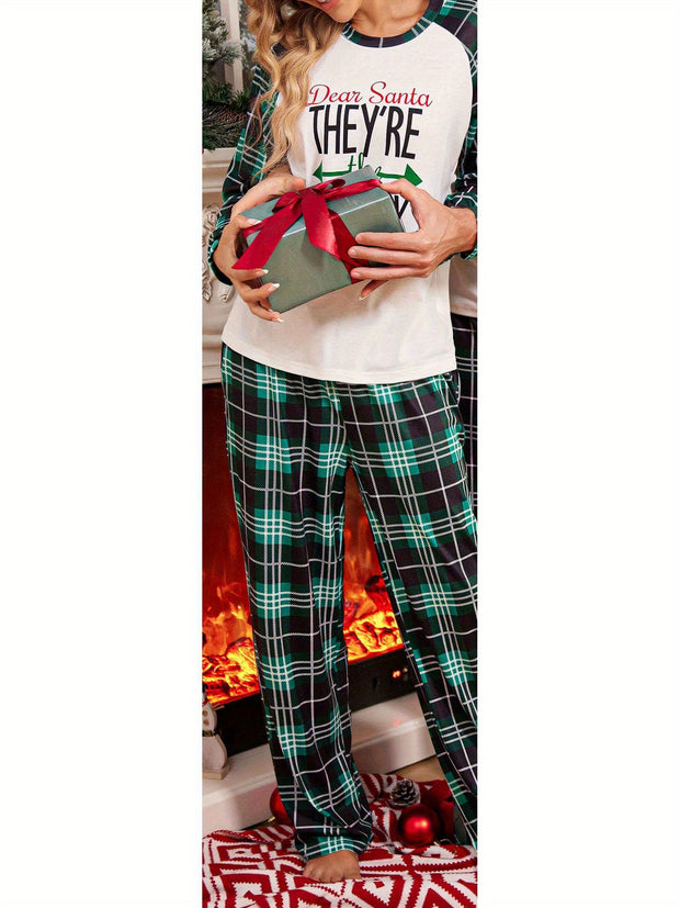 Christmas Pajamas for Family  Matching Sets Classic Plaid Xmas Soft Holiday Sleepwear  long pajama pants for women  wide leg lounge set family matching christmas pajamas Halloween house wear