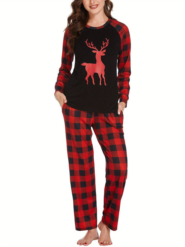 Christmas Pajamas for Family  Matching Sets Classic Plaid Xmas Soft Holiday Sleepwear  long pajama pants for women  wide leg lounge set family matching christmas pajamas Halloween house wear