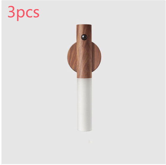 PIR Motion Sensor Night Light – Magnetic Wooden LED Wall Lamp, Rechargeable