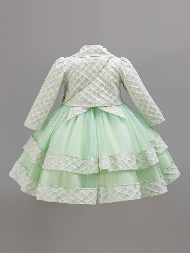 Christmas Girls' Elegant and Magnificent Tulle Dress Set, Princess Skirt for Birthday Party High-End Ball Gown Baby Holiday Performance Outfit, Christmas Dress For Girls