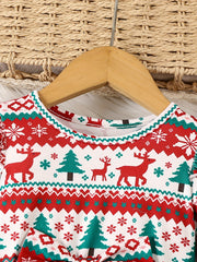 Girls' Long Sleeve Dress for Christmas Party, Festive Red and Green Pattern with Ruffled Hem & 3D Bow, Sweet & Cute Style for Celebrations and Photoshoots, Christmas Dress For Girls