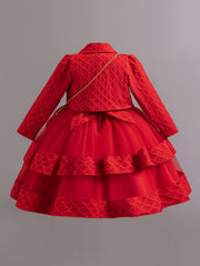 Christmas Girls' Elegant and Magnificent Tulle Dress Set, Princess Skirt for Birthday Party High-End Ball Gown Baby Holiday Performance Outfit, Christmas Dress For Girls