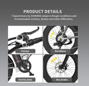 20x4.0 Inch Foldable Fat Tire Electric Bike 48V 12.5AH Extended Range Dual Disc Brakes  Fenders