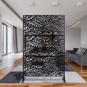 Outdoor  Indoor Privacy Screen Metal Privacy Screen 76 Hx48 W  Freestanding Decorative Privacy Screen For Deck Balcony Patio, Privacy Fence Panels For Outside Lawn Garden PS110