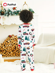 Festive Family Matching Christmas Pajamas Sets - Soft, Flame Resistant, Crew Neck, Round Neck, Long Sleeve, Allover Xmas Tree Graphic & Car Print - Perfect for Spring, Autumn, Fall, and Winter Seasons