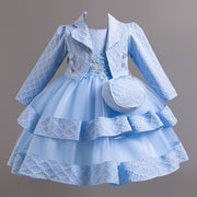 Christmas Girls' Elegant and Magnificent Tulle Dress Set, Princess Skirt for Birthday Party High-End Ball Gown Baby Holiday Performance Outfit, Christmas Dress For Girls