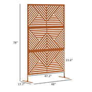 Decorative Privacy Fence Screen, Metal Outdoor Privacy Screen Climbing Plant Trellis With Stand, Rhombus Brown