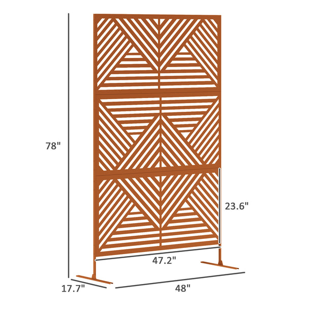 Decorative Privacy Fence Screen, Metal Outdoor Privacy Screen Climbing Plant Trellis With Stand, Rhombus Brown