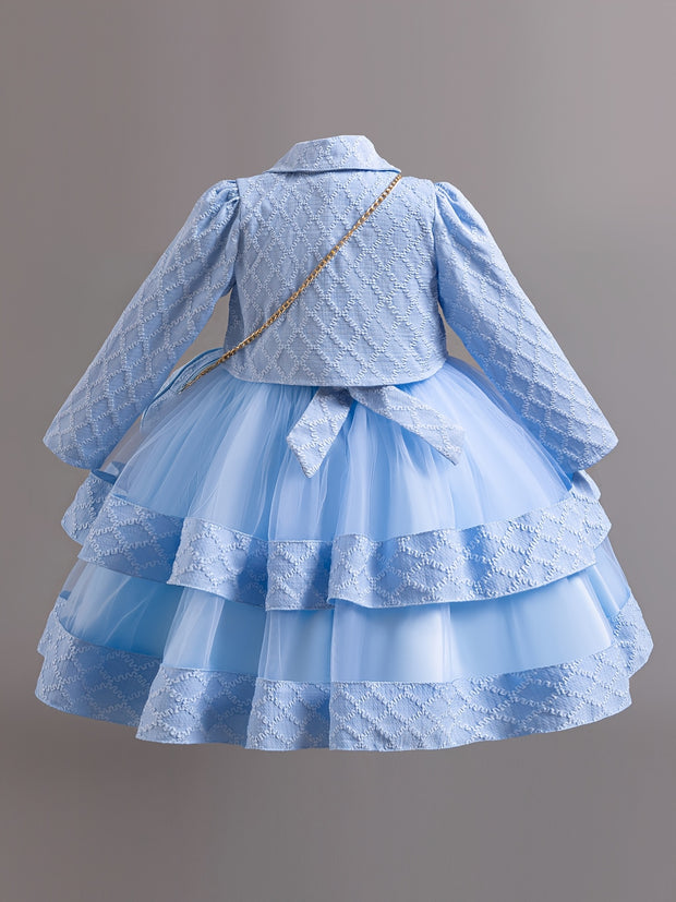 Christmas Girls' Elegant and Magnificent Tulle Dress Set, Princess Skirt for Birthday Party High-End Ball Gown Baby Holiday Performance Outfit, Christmas Dress For Girls