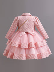 Christmas Girls' Elegant and Magnificent Tulle Dress Set, Princess Skirt for Birthday Party High-End Ball Gown Baby Holiday Performance Outfit, Christmas Dress For Girls