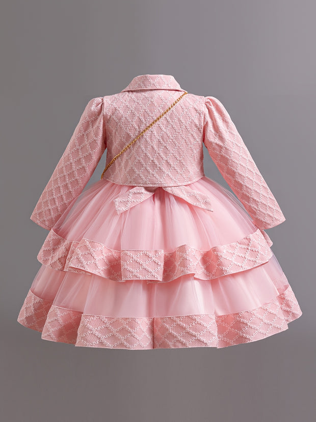 Christmas Girls' Elegant and Magnificent Tulle Dress Set, Princess Skirt for Birthday Party High-End Ball Gown Baby Holiday Performance Outfit, Christmas Dress For Girls