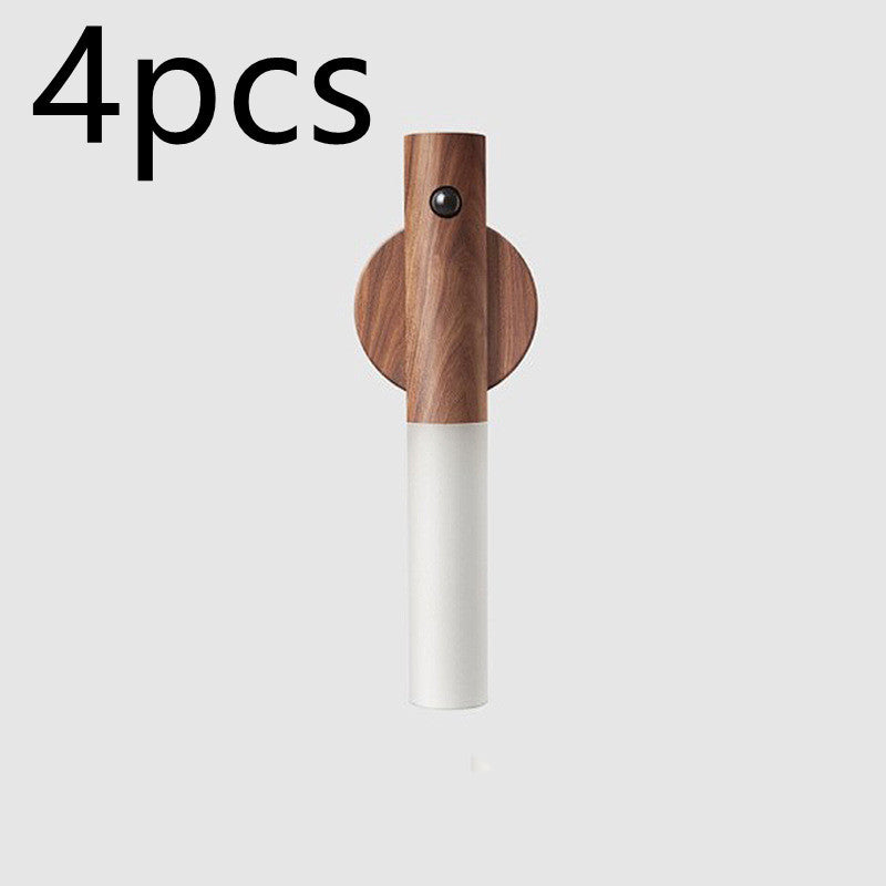 PIR Motion Sensor Night Light – Magnetic Wooden LED Wall Lamp, Rechargeable