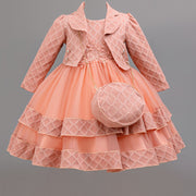 Christmas Girls' Elegant and Magnificent Tulle Dress Set, Princess Skirt for Birthday Party High-End Ball Gown Baby Holiday Performance Outfit, Christmas Dress For Girls