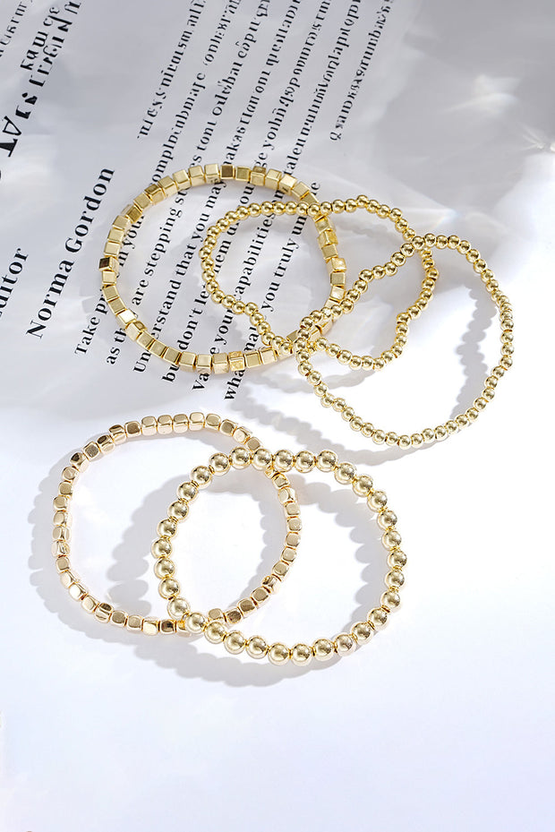 Gold Cube Beaded 5 Pcs Bracelet-1