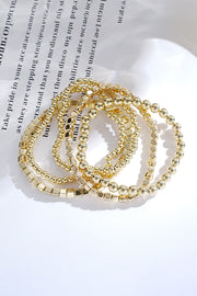 Gold Cube Beaded 5 Pcs Bracelet-2