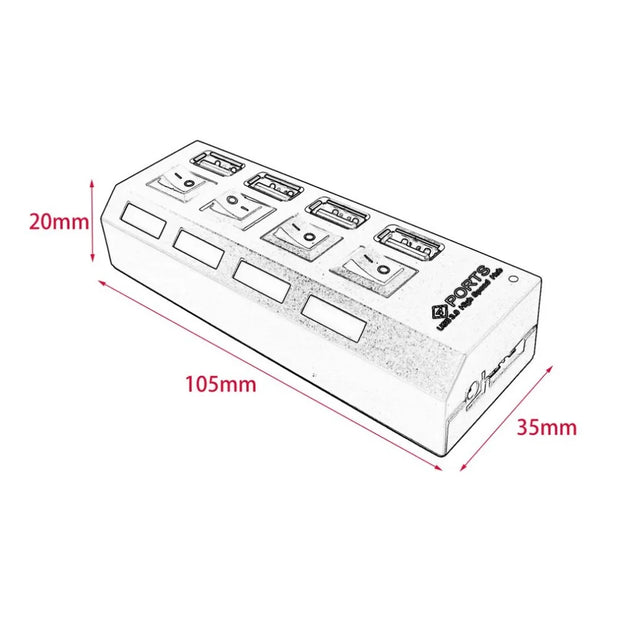 Newest USB Hub High Speed USB Hub 3.0 with Separate Four Ports Compact Lightweight Power Adapter Hub with Power Supply