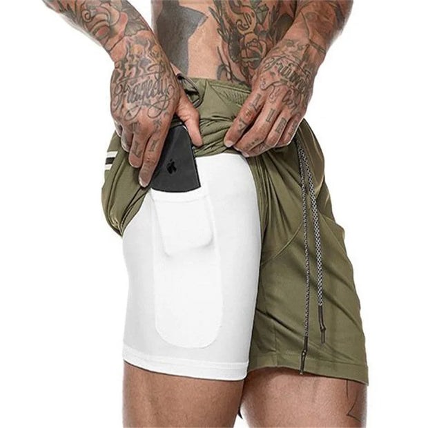 Joggers Shorts Men 2 in 1 Short Pants Gyms Fitness Bodybuilding Shorts Workout Quick Dry Beach Shorts Male Summer sports shorts