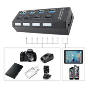 Newest USB Hub High Speed USB Hub 3.0 with Separate Four Ports Compact Lightweight Power Adapter Hub with Power Supply