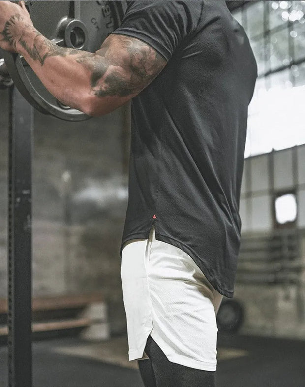 Joggers Shorts Men 2 in 1 Short Pants Gyms Fitness Bodybuilding Shorts Workout Quick Dry Beach Shorts Male Summer sports shorts