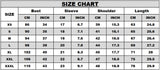 Size chart for Man's T-shirt Fashion Letter Print T Shirt Man including measurements for various sizes
