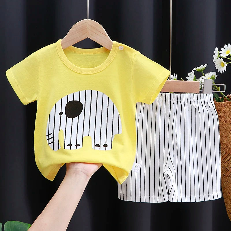 Kids Clothes Set featuring a playful monkey design, showcasing fun activities like ice and sponge application for kids.