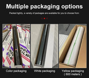 Variety of packaging options for high heat resistant car window tint, including color, white, and yellow packaging.