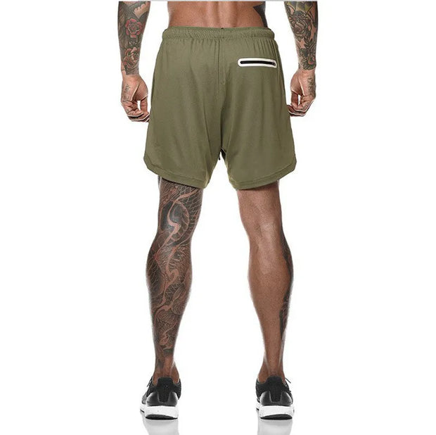 Joggers Shorts Men 2 in 1 Short Pants Gyms Fitness Bodybuilding Shorts Workout Quick Dry Beach Shorts Male Summer sports shorts