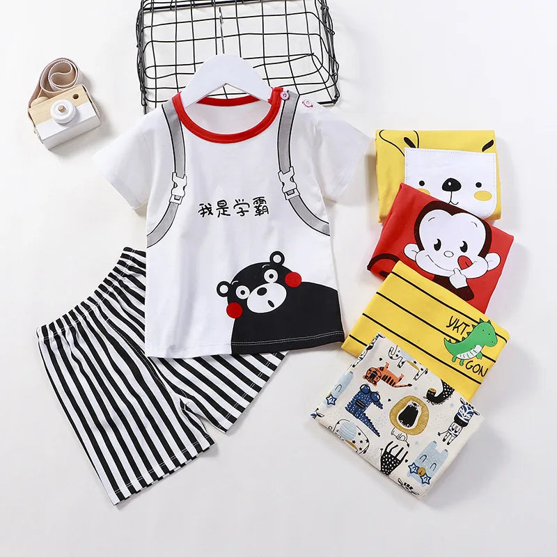 Kids Clothes Set featuring a playful monkey design, showcasing fun activities like ice and sponge application for kids.