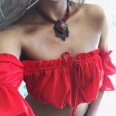 Womens summer crop top front view