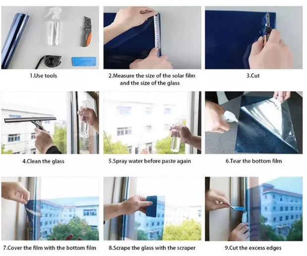 Step-by-step guide for applying high heat resistant car window tint for solar protection.