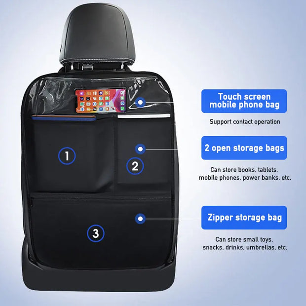 Car Seat Back Protector with Storage