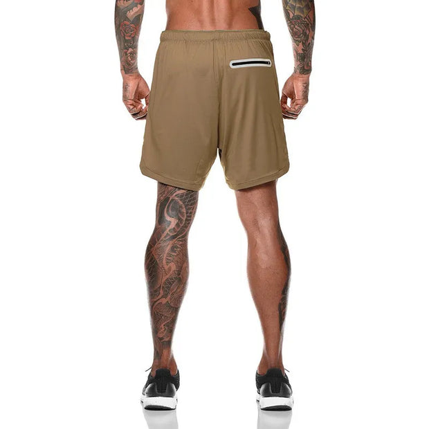 Joggers Shorts Men 2 in 1 Short Pants Gyms Fitness Bodybuilding Shorts Workout Quick Dry Beach Shorts Male Summer sports shorts