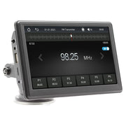 7-inch wireless car stereo touchscreen with FM transmitter and digital display for vehicle use.