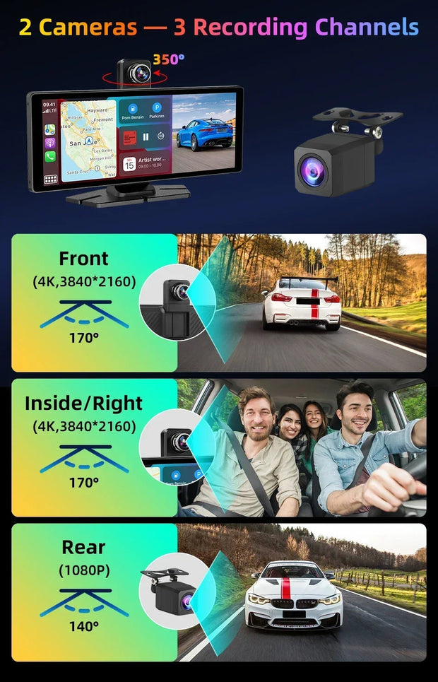 10.26'' Universal Portable Carplay Car Screen Wireless Carplay Screen Wireless Car Stereo Carplay Android Auto Car Touchscreen