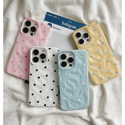 Polka Dot Phone Case – Soft Silicone Shockproof for iPhone 13-16 Series