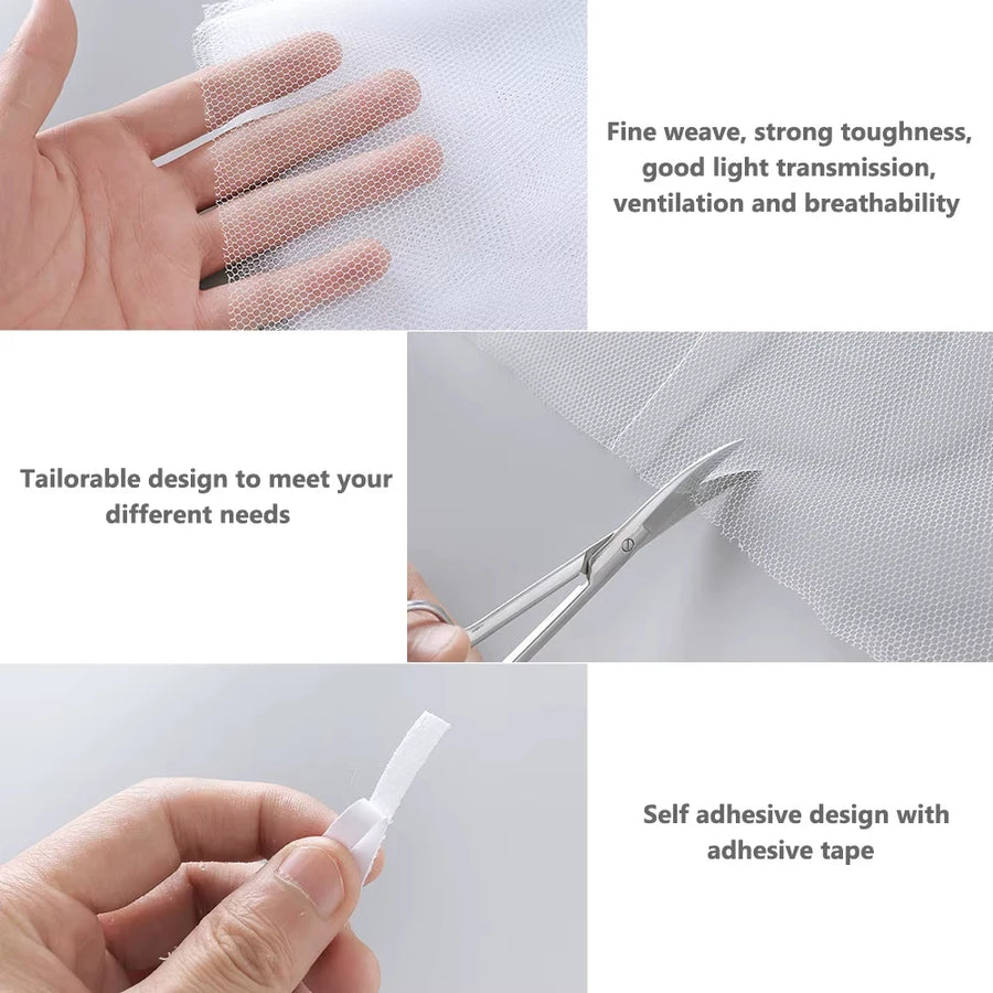 Magnetic Mosquito Net for Windows, Fly Screen with Self-Adhesive Tape