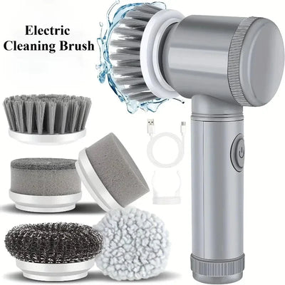 Bathroom Electric Spin Scrubber – Cordless Power Scrubber with 5 Brush Heads