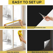 Removable 100% Light Blocking Darkest Window Cloth DIY Total Blackout Glass Privacy Darkening Window Tint Black Window Sticker