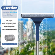 2 in 1 Window Mesh Screen Brush Window Cleaner Magic Broom Wiper Telescopic Long Handle Window Mop Squeegee Wiper Cleaning Tool