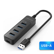 High Speed USB Hub 4 Ports USB 3.0 with Cable Type C Splitter Use Power Adapter Multiple Socket For PC Laptops Notebook Computer