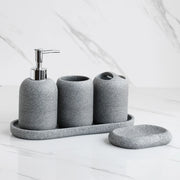 5-Piece Bathroom Accessories Set Beige Grey
