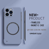 Ultra-Thin Matte Magnetic Phone Case for iPhone 14-17, Frameless Hard PC