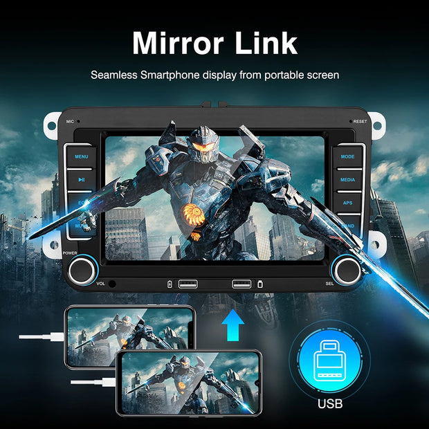 7 Inch Car Stereo MP5 Player Touch Creen BT AM/FM Radio Receiver With Android Auto Carplay For VW/Seat/Skoda/Passat/Golf/Polo