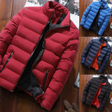 Men's stand collar winter jacket, casual zip-up windbreaker coat