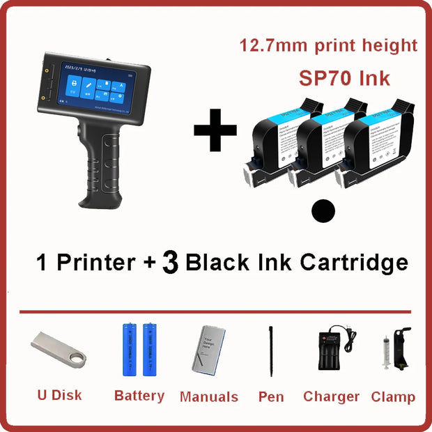 Willita 12.7mm Label Printer Handheld Inkjet Printer QR Bar Batch Code Date Number Logo Expiry Date Coding Machine For Glass