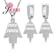 Fabulous Christmas Tree Design Jewelry Set For Women Silver Color And Bright Crystal Earrings And Necklace Pendents