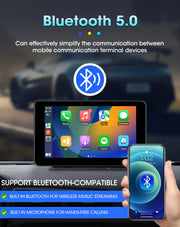 Vtopek Carplay screen showcases Bluetooth 5.0 for wireless music streaming and hands-free calling with mobile devices.