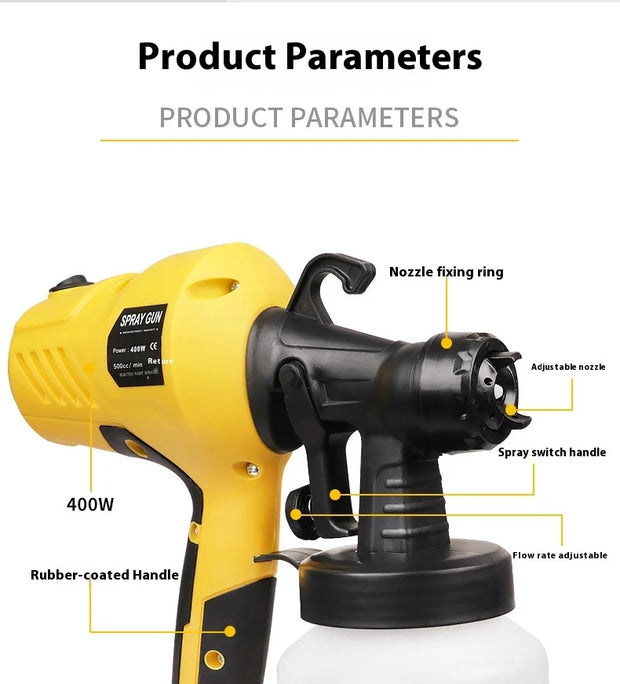 Electric Spray Gun Portable Home Paint Sprayer Auto Furniture Steel Coating AirbrushTool high-pressure atomizing spray paint gun