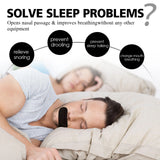 Advertisement for a sleep aid mouth tape device with text about solving sleep problems