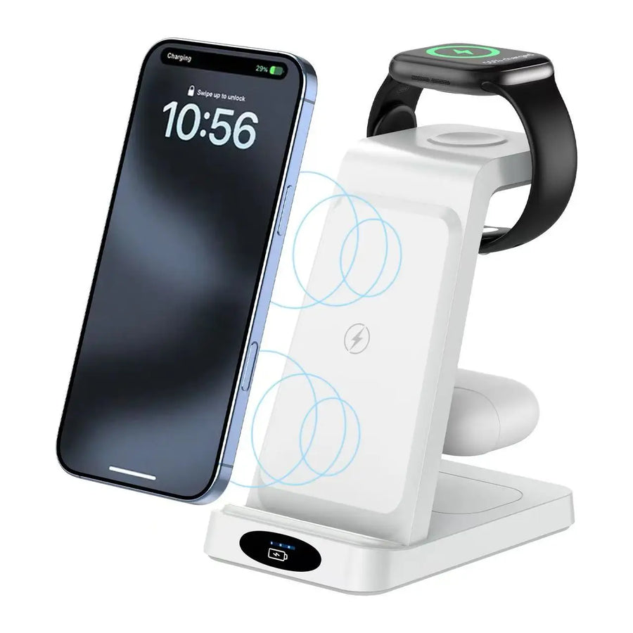 3-in-1 Wireless Charger – Desktop Charging Stand for iPhone, iWatch & Earbuds